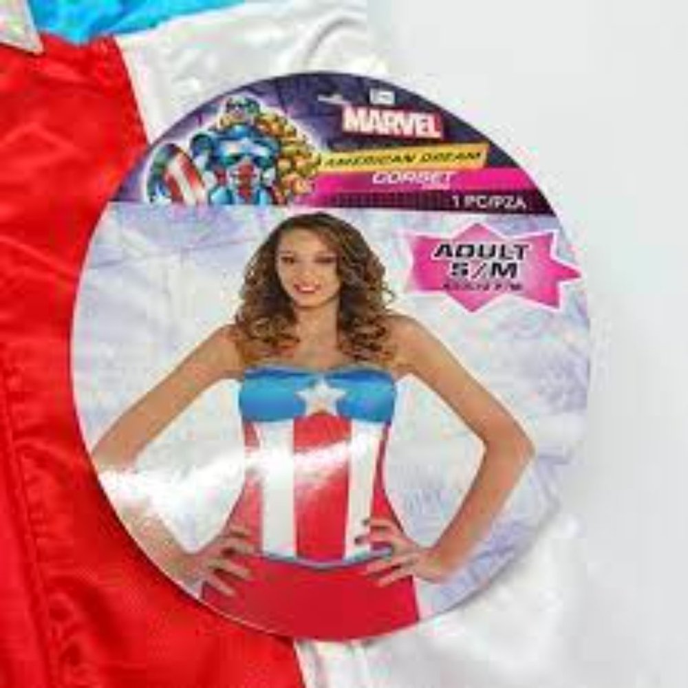 Marvel Captain America Womens Corset American Dream Halloween Cosplay - Picture 2 of 3